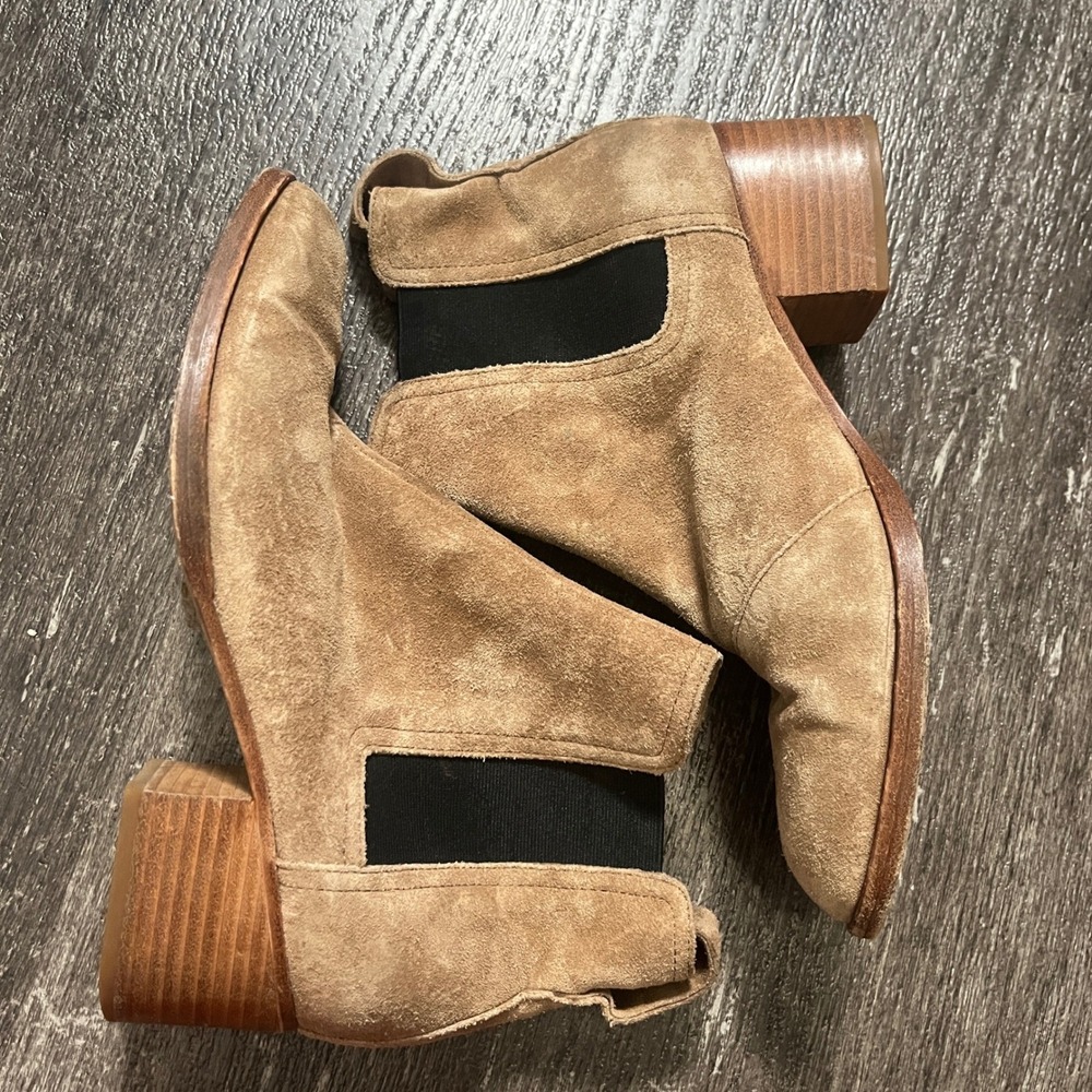 Rag & Bone Beige Suede Elastic Side Block Heel Ankle Boots Womens 6.5 - Picture 2 of 8